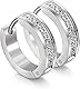LOLIAS Edelstahl Ohrringe für Damen Zirkonia Creolen Huggie Ohrclips Ohranhänger Silber-Ton 16mm