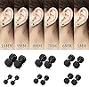 KOMUNJ Stainless Steel Earrings Set for Women Men, Hypoallergenic Studs Piercing, Black, 6 Pairs, 5-10mm #3