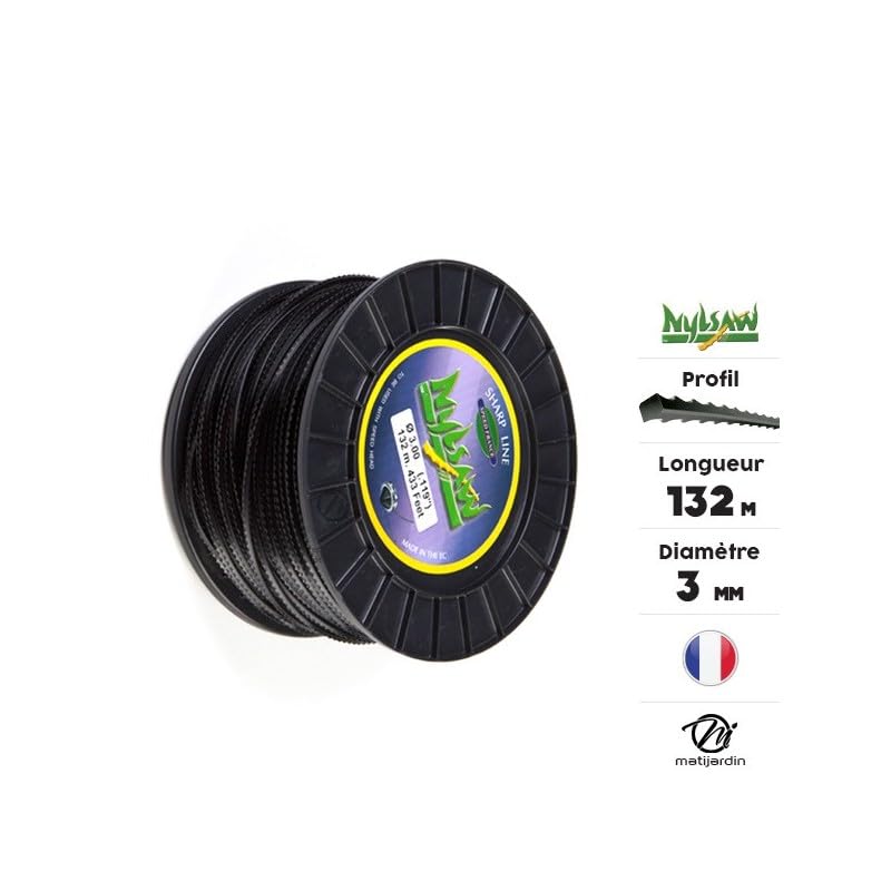 Matijardin - Fil nylon cranté Nylsaw 3 mm x 132 m débroussailleuse