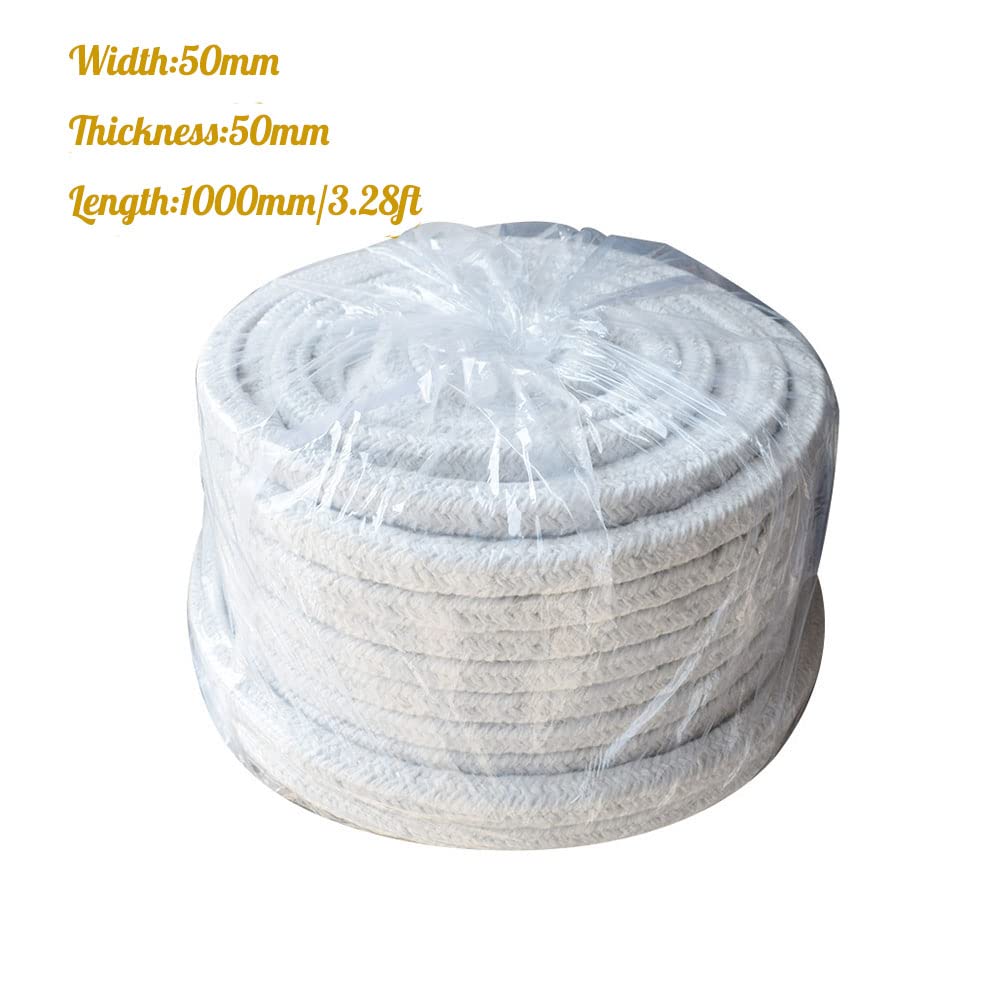 Corda per stufa, corda antincendio, guarnizione per porta stufa a legna, 1 m, in fibra di ceramica e kit di guarnizioni in cemento ad alta temperatura per stufe a legna, 22 x 22 x 1000 mm (50