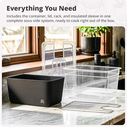Image of Greater Goods 12 Qt Sous Vide Container with Lid, Rack & Insulated Sleeve
