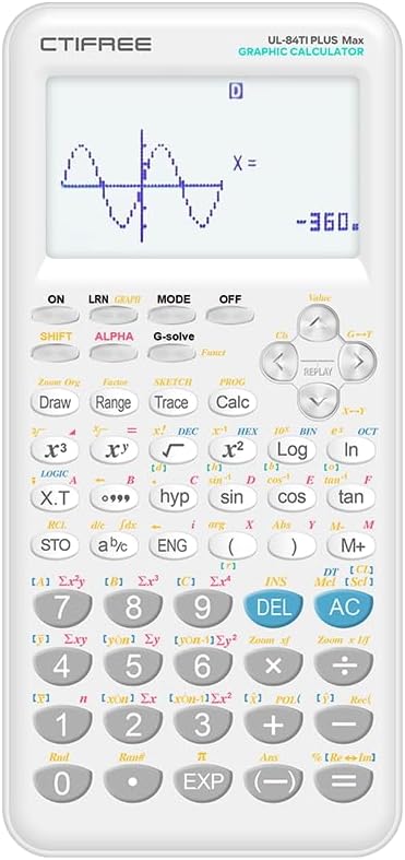 Graphing Scientific Calculator with 20 Built-in Graphs, 360+ Functions – Fraction Display, Statistical Analysis & Multi-Mode Operation for Advanced Courses, High School or College