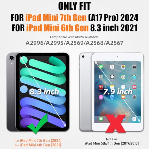Image of SEYMAC stock Case for iPad Mini 6 8.3'' 2021 with Screen Protector Pencil Holder [360 Rotating Hand Strap] &Stand, Drop-Proof Case for iPad Mini 6th Generation 8.3 inch, Yellowish+Pink
