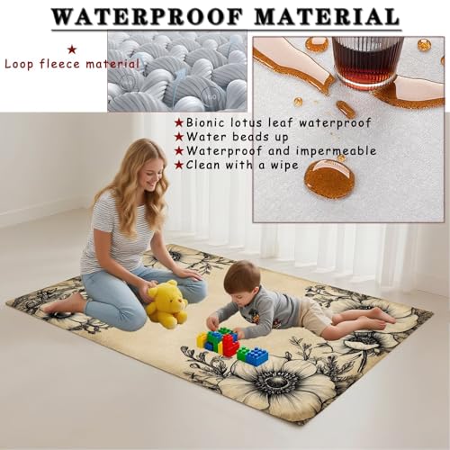 Tapis salon imperméable 140x200 lavable en machine marron moderne