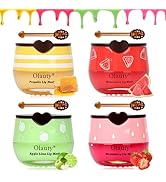 4 Pack Lip Balm Lip Mask,Hydrating Balm Honey Pot for Dry,Cracked&Chapped Lips with Propolis,Stra...