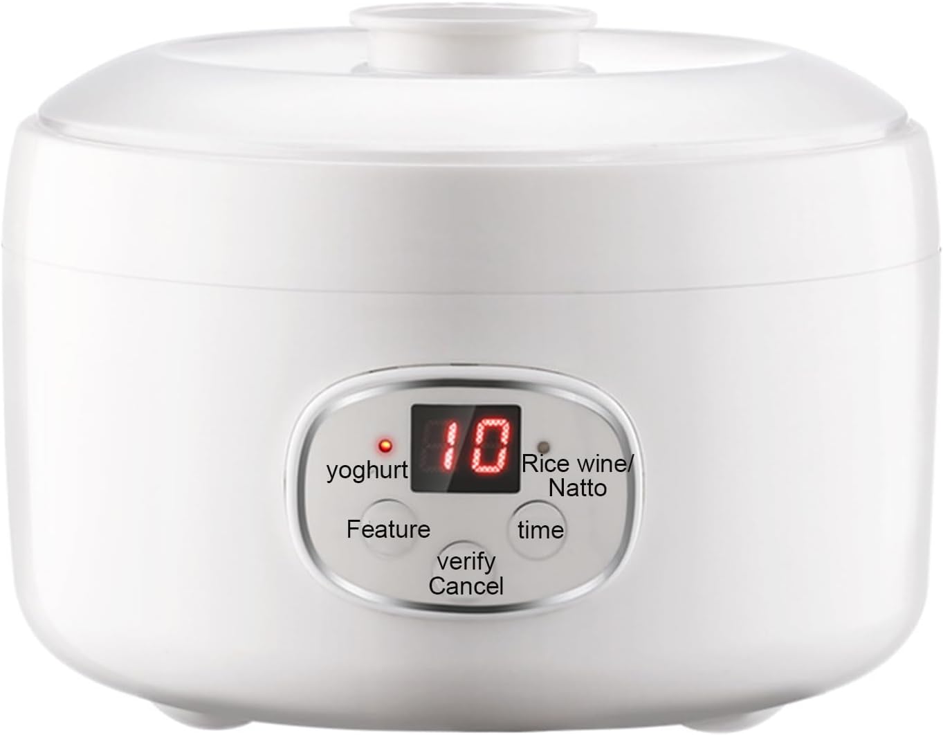 Yogurt Machine, Automatic and Portable, with a Transparent and Visible Glass Inner Container, Real-time Display Screen, Suitable for Making Yogurt, Rice Wine, and Natto