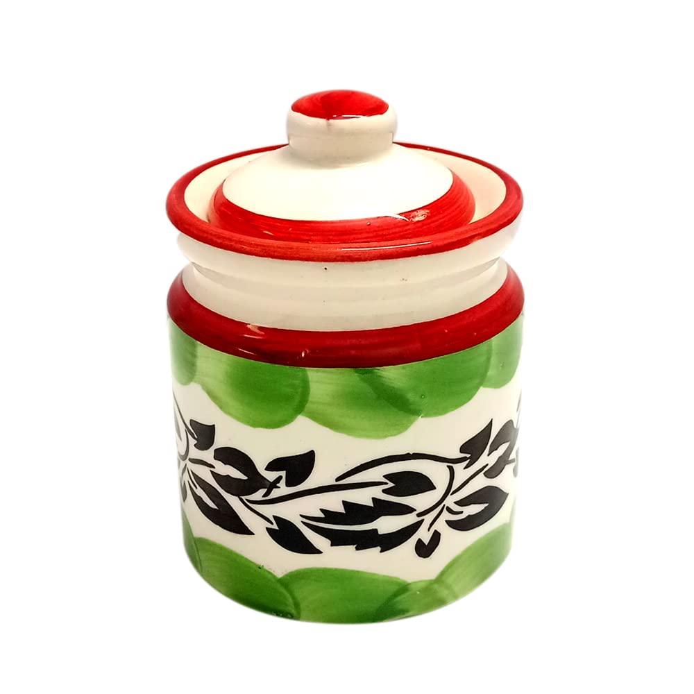 SPT Ceramic Flower Leaves Hand Painted MultiUse Storage Ceramic Jars and Container with Lid