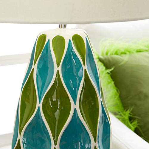 Deco 79 Ceramic Geometric Table Lamp, 15" X 15" X 27", Green #TOP5