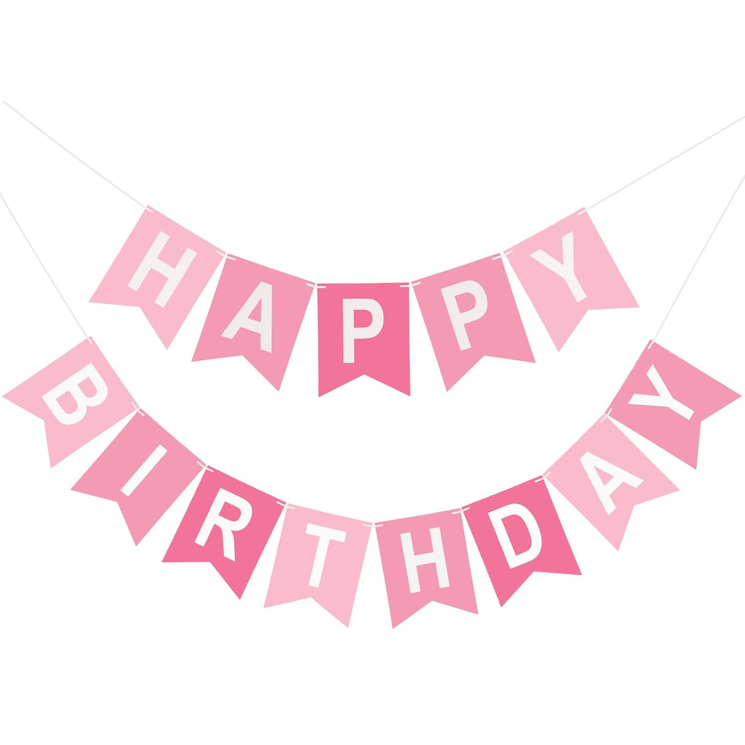Pink Happy Birthday Banner Birthday Party Banner NO DIY Happy Birthday Sign Pre-Strung Birthday Hanging Decoration for Women