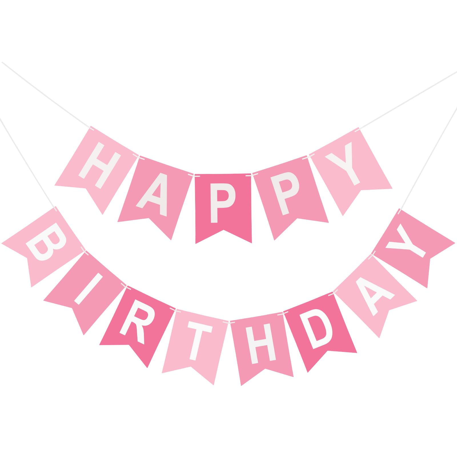 Pink Happy Birthday Banner Birthday Party Banner NO DIY Happy Birthday Sign Pre-Strung Birthday Hanging Decoration for Women