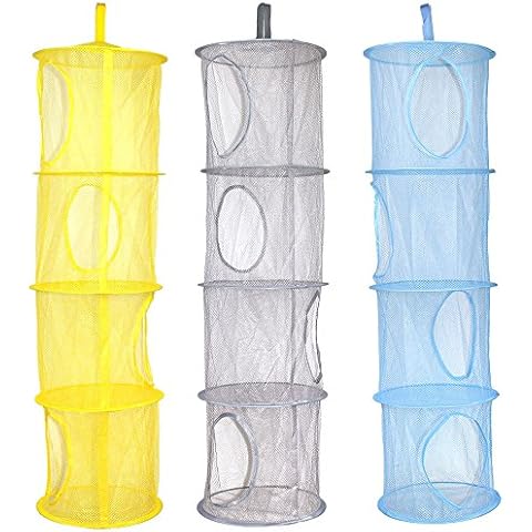 3 Pcs Hanging Mesh Space Foldable 3 Compartments Storage Basket Saver Bags Organizer for Travel,Kids Room,Bathroom and more Cover