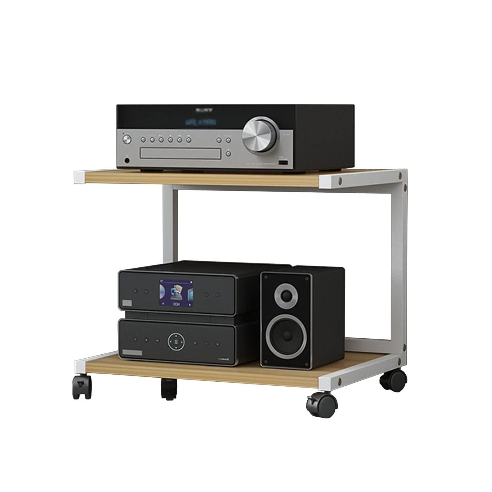 Support audio à 2 niveaux et armoire de rangement ouverte pour bureau