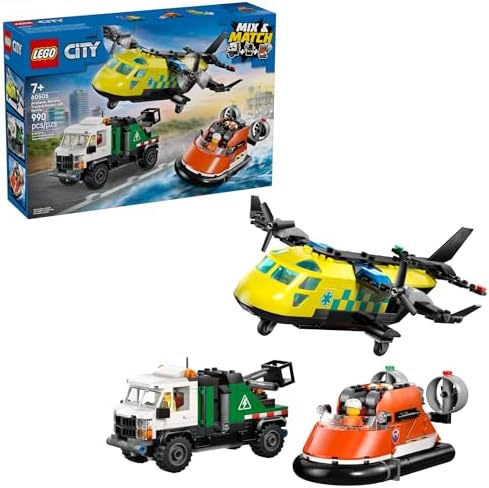 LEGO City Airplane, Service Truck & Hovercraft Remix Building Toy for Kids - Mix & Match Emergency Vehicle & Truck Toys for Pretend Play - Gift Idea for Boys & Girls, Ages 7+ - 60505