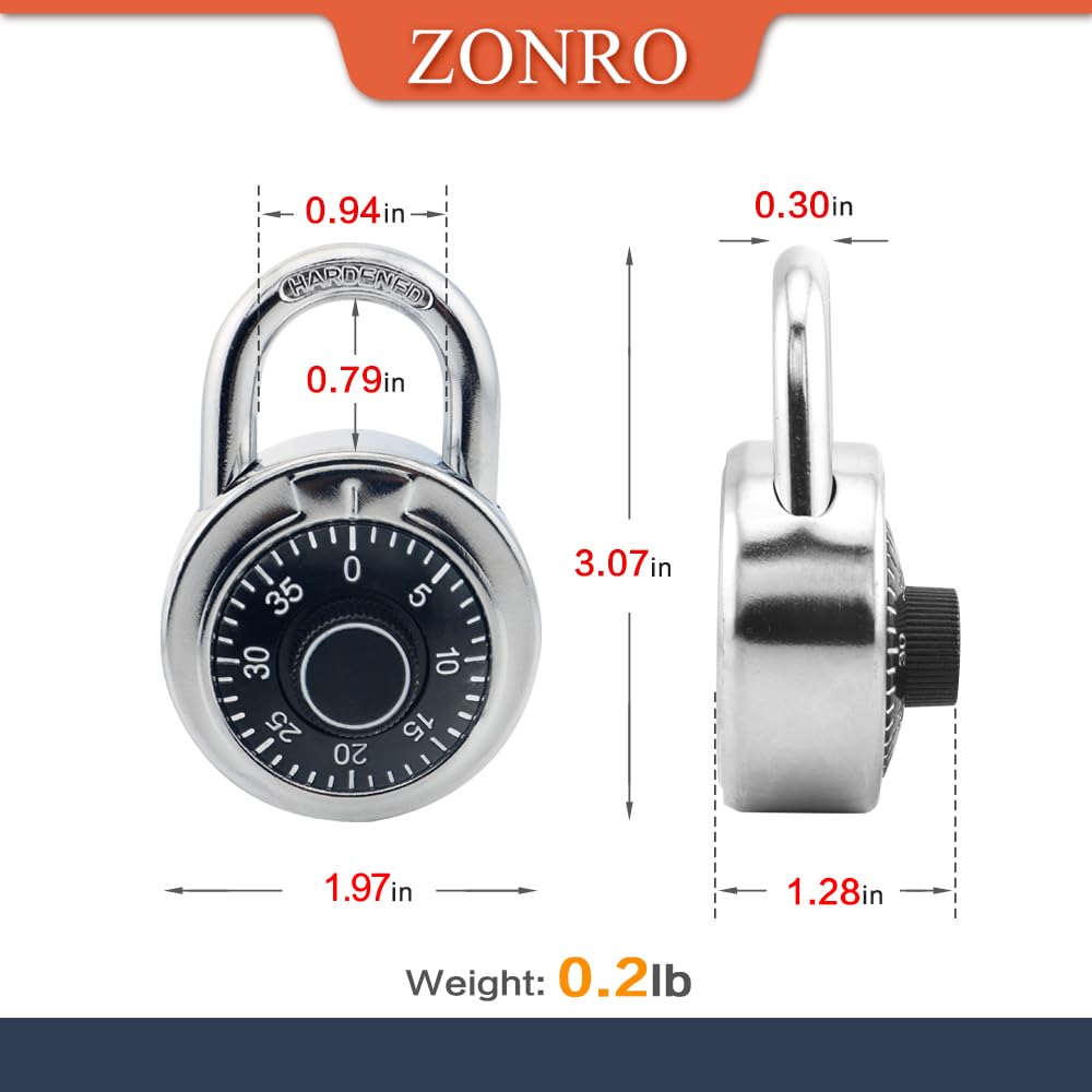 ZonRo Candado de combinación de dial estándar de 3 dígitos para maletas, candado de viaje pequeño para maleta, candado de grillete sin llave para mochila, gimnasio, escuela, taquilla, paquete de 48