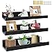 Amazon Brand - Umi Estanteria Pared de Madera Maciza, Baldas Flotantes Rústicas como Organizador de Baño, Cocina, Salon y Entrada, Set de 3, Negro