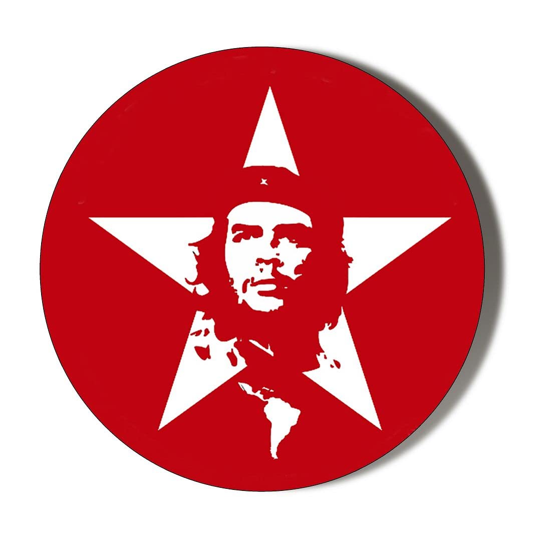 Gift Insanity White Che Guevara Revolutionary In Red Star Small 38Mm Round Fridge Magnet