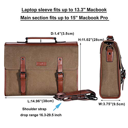 Banuce 13.3 inch Laptop Messenger Bag for Men Vintage Canvas Briefcase Tote Tablet Satchel Shoulder Bag