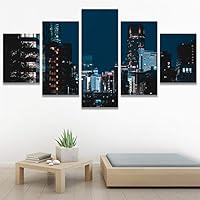 SIGNWIN 5 Panel Canvas Wall Art Street View for Home Decorations Ready to Hang - 60