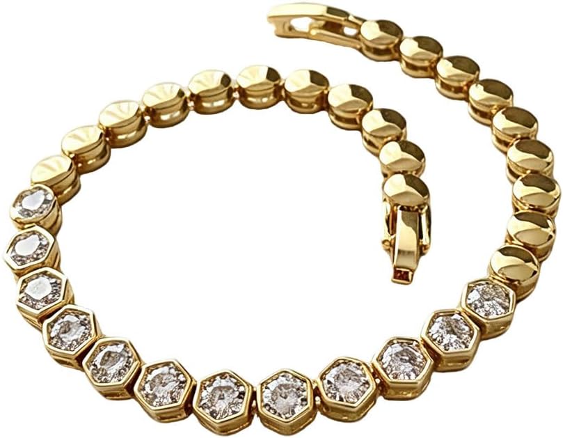 14K Gold Plated CZ Tennis Bracelet for Women Dainty Sparkling Hypoallergenic Non-Tarnish Bracelet Gift