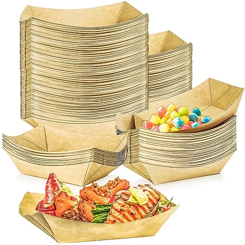 MotBach 100 Pack 1Lb Paper Food Boat Trays Disposable Paper