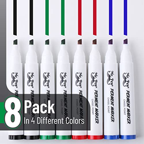Mr. Pen- Permanent Markers, 8 Pack, Assorted Colors, Chisel Tip, Colored Markers, Marker Set, Chisel Tip Markers, Colored Permanent Markers, Permanent Markers Assorted Colors, Colored Markers #TOP1