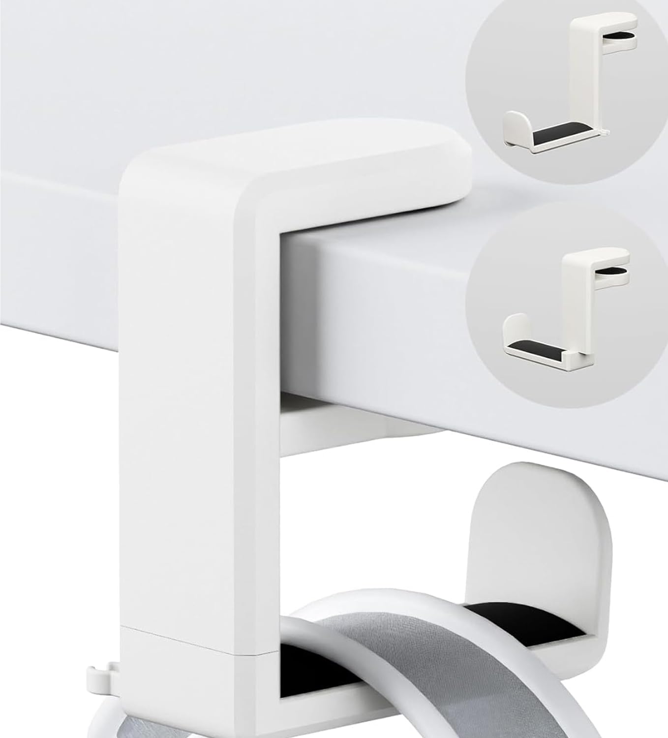 OIVO INDIA White 360 Degree Rotation Headset Hanger Holder, Adjustable Gaming Headphone Stand Hook Under Desk Mount Headset Clamp with Cable Organizer Clip