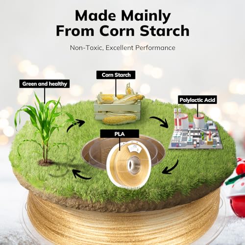 Image of AMOLEN PLA 3D Printer Filament 1.75mm Shiny Dual Color Gold Silver with Sparkles and Glitters Dimensional Accuracy + /- 0.02mm 1KG /2.2lbs