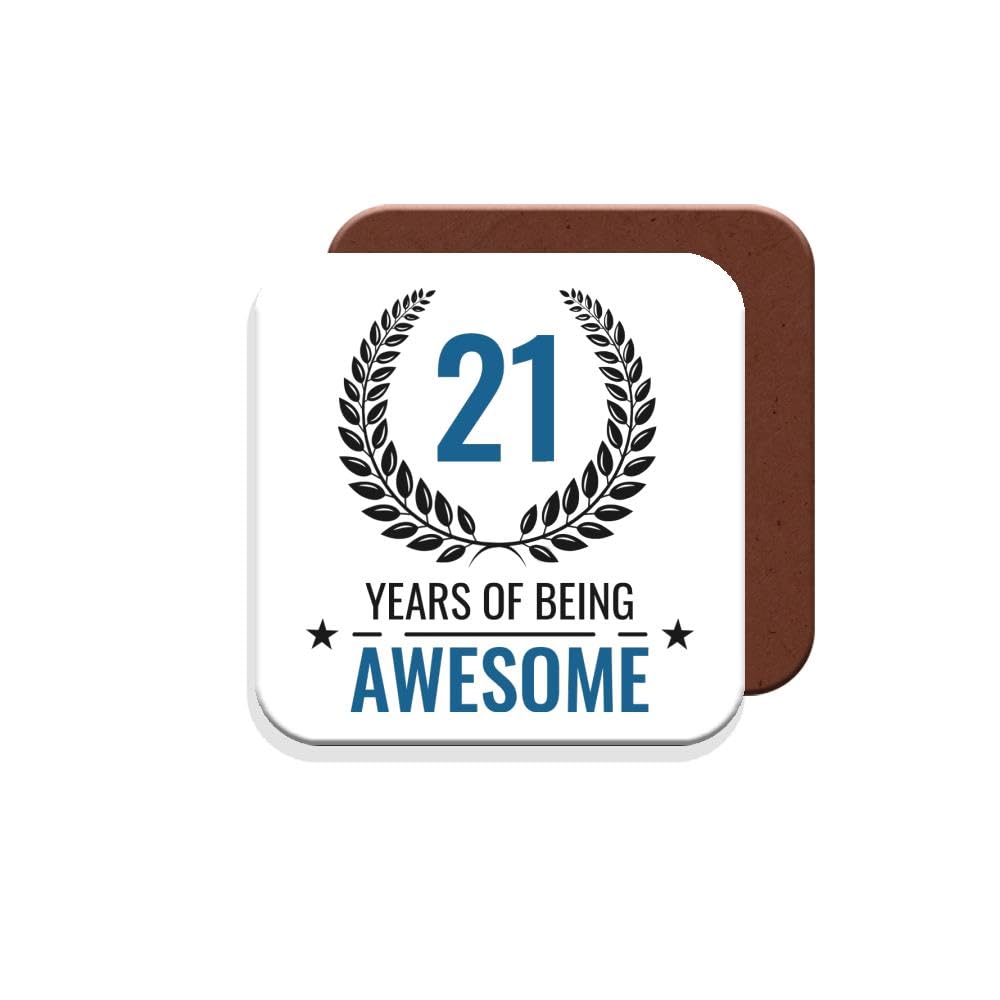 Muggz Coaster 21St Birthday Gift - 21 Years Of Being Awesome - Giftset - Made By In The Uk