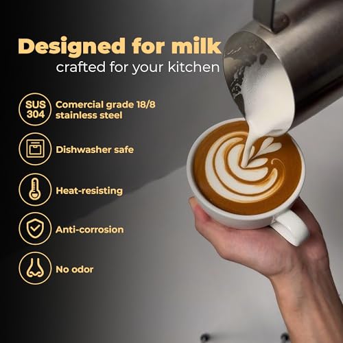 Rattleware 20 oz Macchiato Milk Frothing Pitcher - Premium Stainless Steel, Perfect for Latte Art Enthusiasts, Ideal for Home & Commercial Use