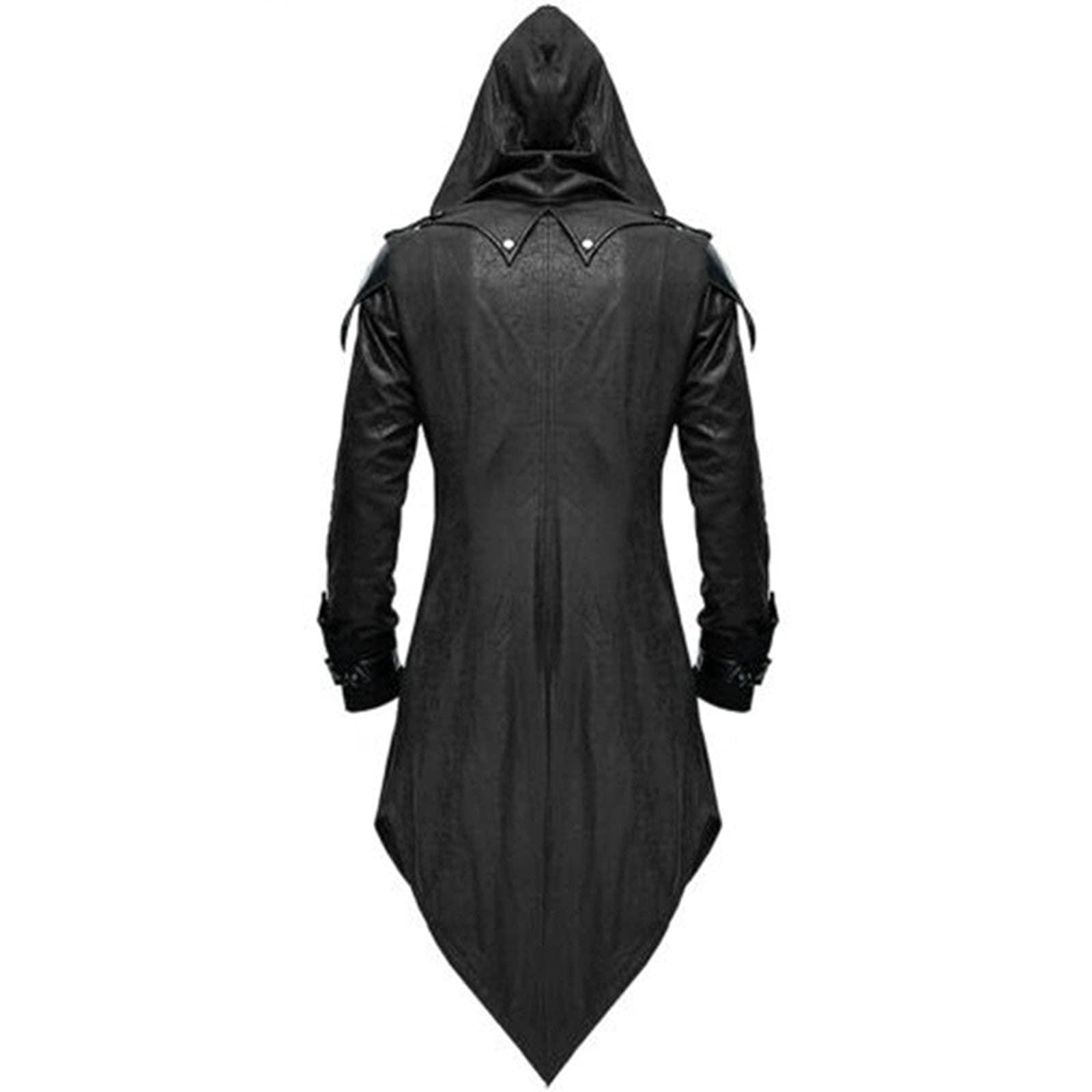 Trench da uomo in stile gotico, giacca con cappuccio, mantello medievale, vittoriano, steampunk, medievale, Halloween, travestimento retrò, taglie S-5XL