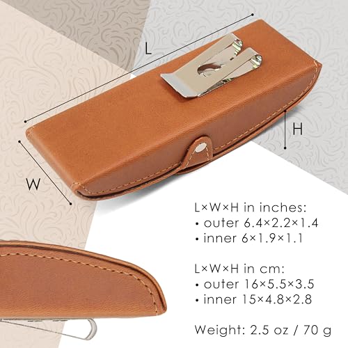 Image of Orsus Women's Hard Glasses Case with Belt Clip - Premium PU Leather with Felt Lining, Magnetic Closure - Eyewear Pouch