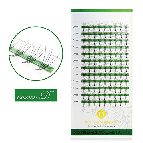 BEYELIAN Premade 5D Eyelash Extensions Volume Fans Lashes Express Lash Extensions (0.07mm 10mm C Curl 108 pcs)