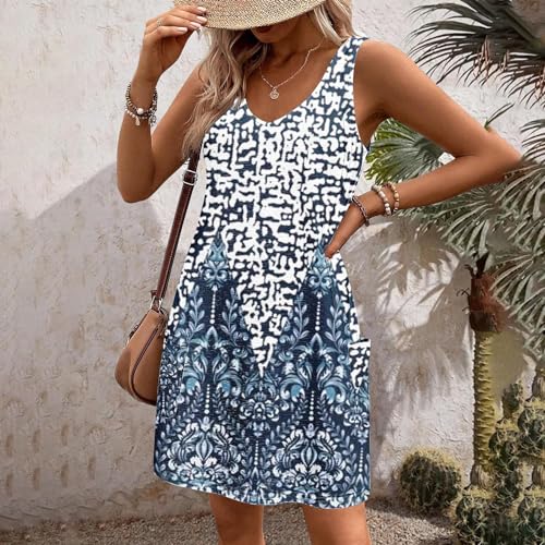 Beach for Juniors Summer Fall Sleeveless Vneck Floral Graphic Midi Loose Fit Hawaiian Tropical Dresses Women 20254