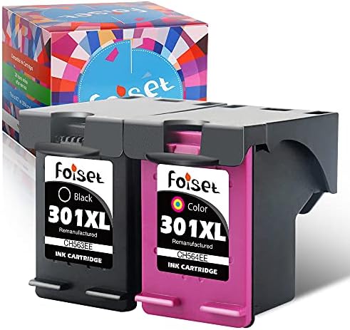 Foiset Remanufatured 301XL for HP 301 301 XL Ink Cartridge Compatible with HP Deskjet 1510 2540 3050 3050A Officejet 2620 4630 Envy 4500 4502 5530 5532 Printer (1 Black, 1 Tri-Color)