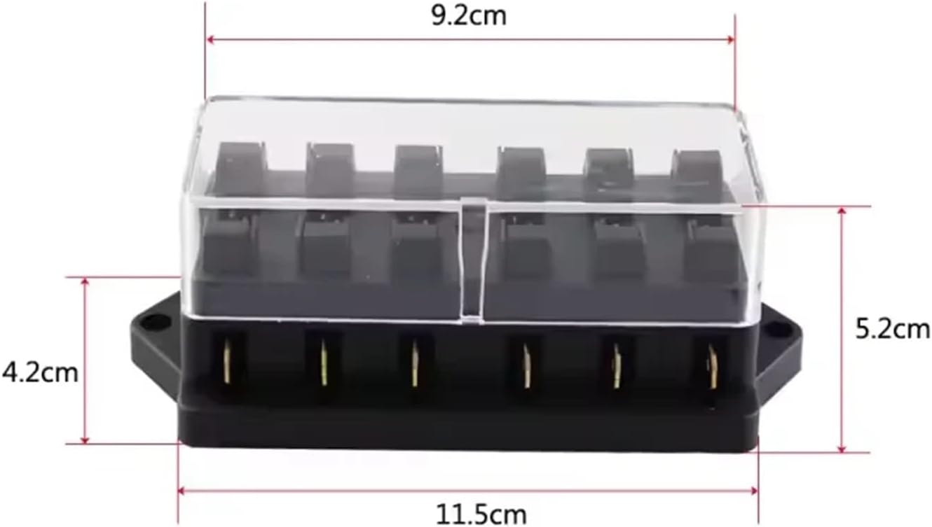 6 Way Car Circuit Standard Blade Fuse Box Block Holder Fuse for Motorcycles E-Bikes