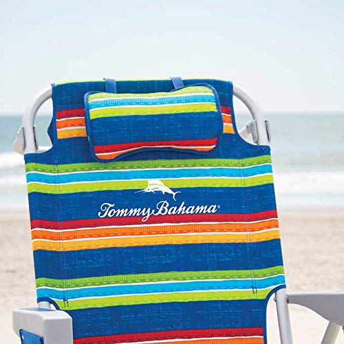 2 Tommy Bahama Backpack Beach Chairs/Red White Blue Stripes + 1 Medium