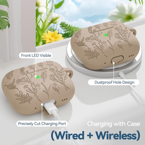 Image of Ekoonpft for Airpods Pro 3 Case, Flower Engraved Cases for Apple AirPods Pro 3rd Generation 2025, Soft Silicone Cover for Men Women Girly with Cleaning Kit & Keychain, Anti-Scratch, Shockproof