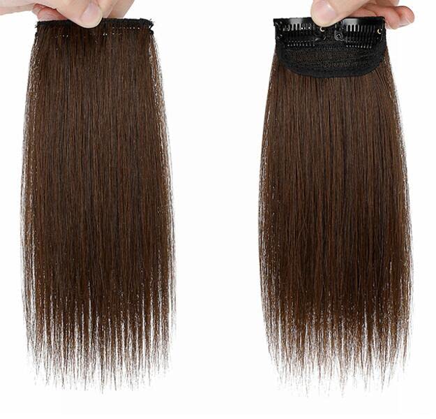 Miniatura 2 de Extensión de cabello sintético sin costuras con clip para cabello fino para mujeres, 7.9 in, marrón claro
