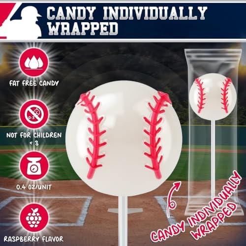 Baseball Lollipops 12pk- Baseball Sucker Lollipops Baseball Candy - image 5