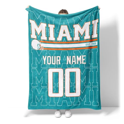 Image of ANTKING Miami Throw Blanket for Men Women Boy Custom Name and Number Gifts