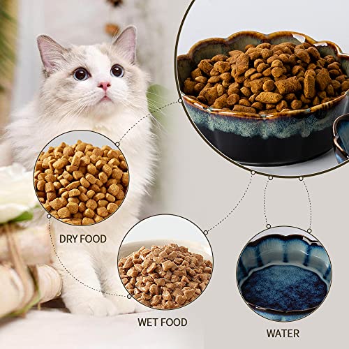 Siducal Ceramic Cat Bowls, 5 Inch Cat Bowls For Food And Water, Non-Slip Cute Pet Feeding Bowls For Cats And Small Dogs, Nice Glazed, Oven Microwave Dishwasher Safe(Blue/Green-2 Packs) #TOP2