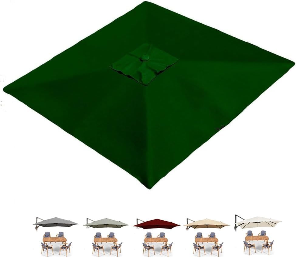 Toile rechange parasol déporté 3x3m durable imperméable jardin 8 baleines