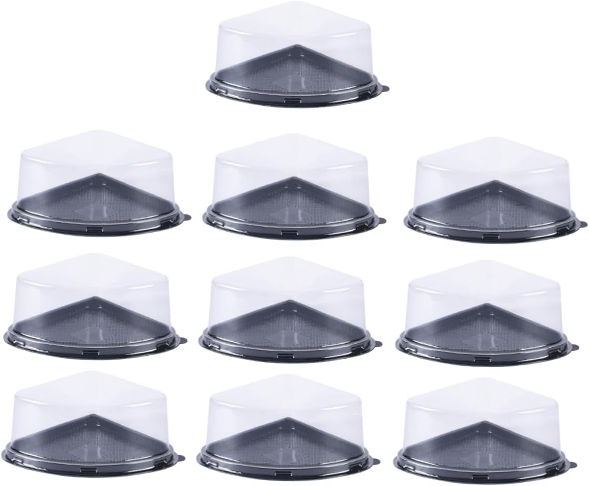 OUNONA 50pcs Cake Slice Containers Mousse Cake Boxes Fan Shape Cake Packaging Easy to Use Baking Cake Container