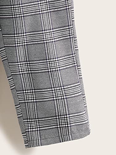 WDIRARA Girl's Plaid Paper Bag Waist Belted Pants Casual High Waist Pants4