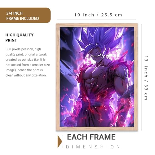 Image of walllane Japanese Anime Framed Posters for Living Room Bedroom Gaming Room Studio | Japanese Anime Characters Aesthetic Poster with Frame Wall Decor Set Of 3 (10 X 13 inch)