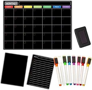 Refrigerator message board Magnetic Whiteboard Calendar Weekly Month Organizing Planner With Magnetic Whiteboard Eraser Reusable Magnetic Whiteboard (Black)