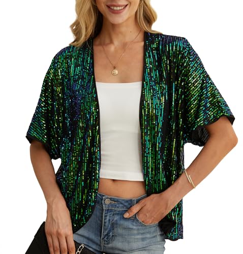 Women's Sequin Sparkle Lightweight Cardigan Casual Party Clubwear Cover Up Glitter Sequin Cardigan2
