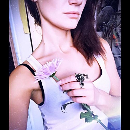 Flongo Womens Ladies Gothic Stainless Steel Rose Flower Vine Band Ring, Size 9 #TOP3