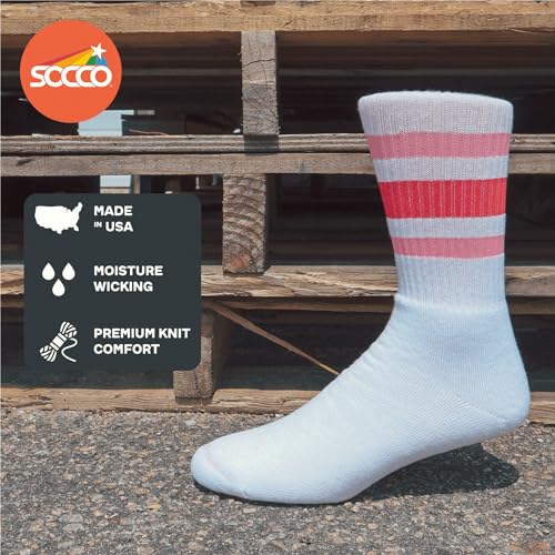 Made in USA | White Crew Socks | Pink and Fuchsia Striped Socks2