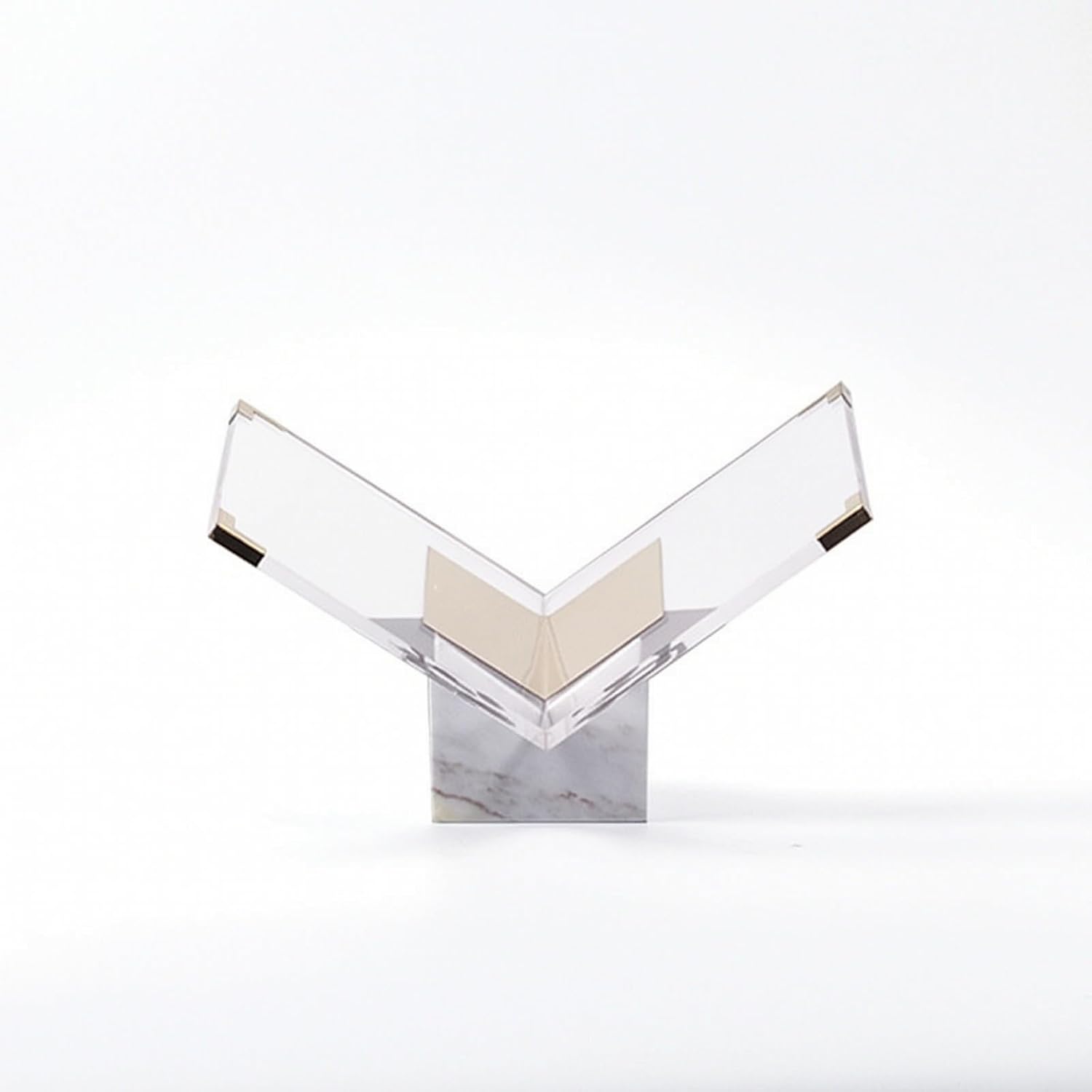 petsola Book Display Stand Marble Base Geometric Acrylic Book Stand Stone Base Clear Decor for Readers, Desk